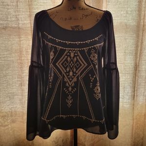 Beautiful Blue Bohemian Blouse with Tribal Style Design